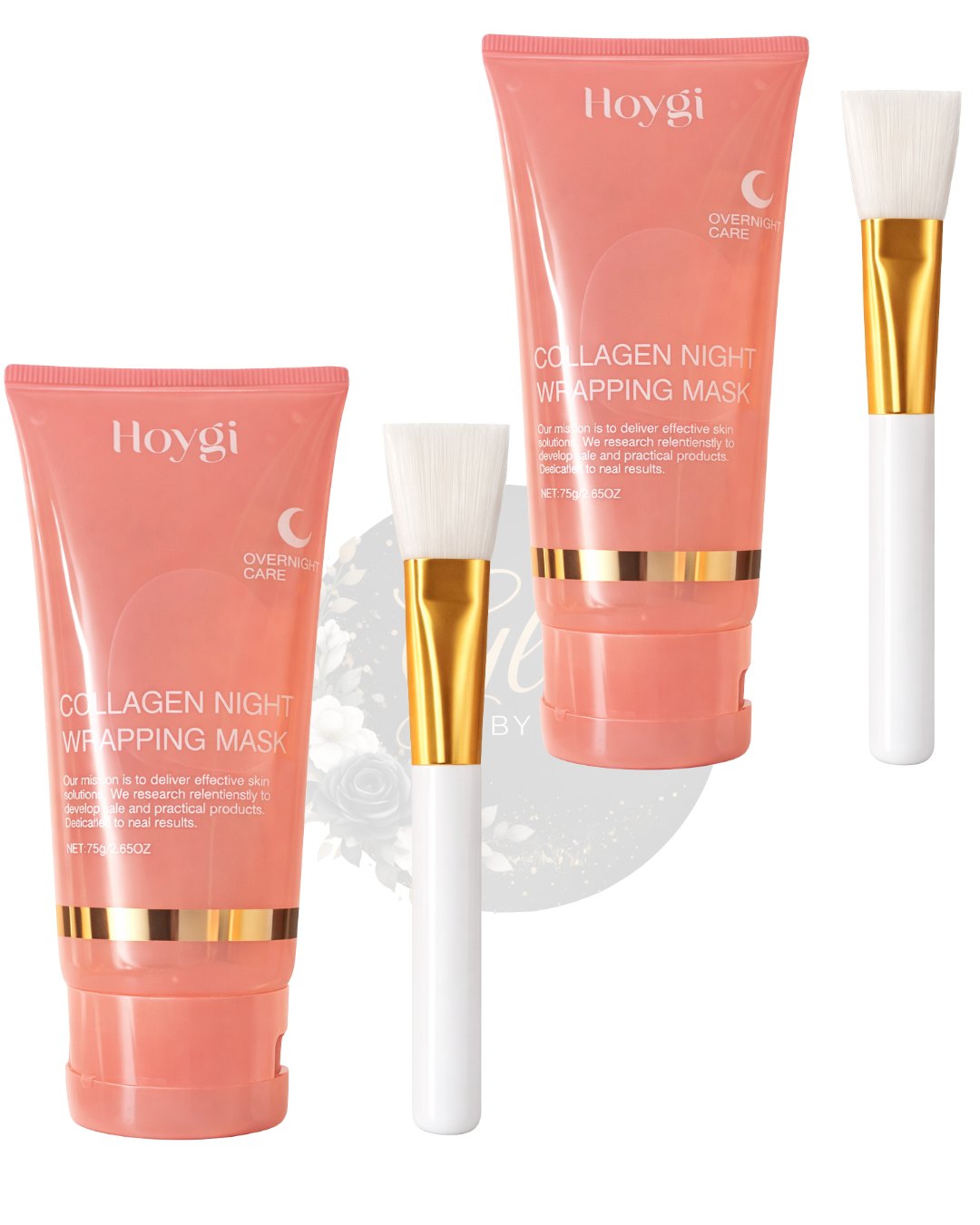 Two collagen night wrapping masks with applicator brushes