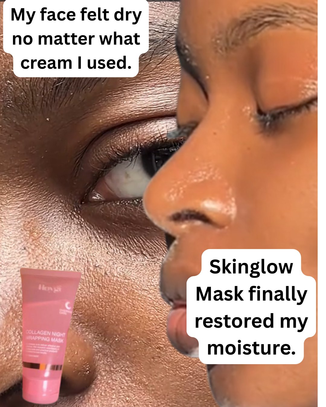 Customer whose skin finally recovered after using the collagen night mask